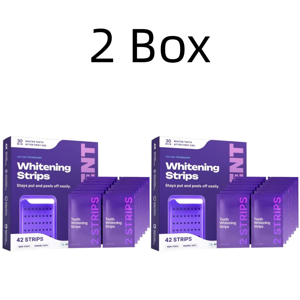 42 Pack Purple Teeth Whitening Strips - 30Min Quick White Gel Strips Gentle for Sensitive Teeth Stain Removal Oral Care