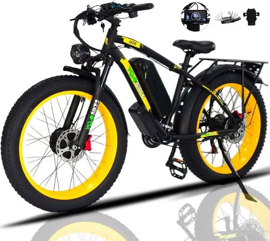 USA Fast Speed 3000W Electric Bike Dual Motor Ebike 35-37 Mph Hydraulic Brake Electric Dirt Bike 26Inch Fat Tire Mountain Biike
