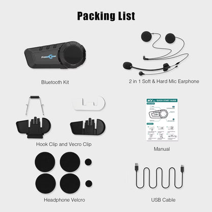 KY Pro Motorcycle Intercom Bluetooth Helmet Headset Motorbike 6 Riders 1000M Moto Group Waterproof Interphone