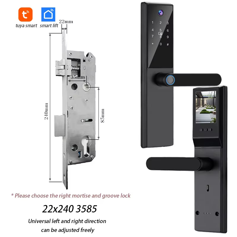 Tuya Wifi Digital Electronic Smart Door Lock with Camera Photo Capture for Residential and Apartment Entrance Doors