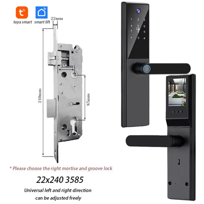 Tuya Wifi Digital Electronic Smart Door Lock with Camera Photo Capture for Residential and Apartment Entrance Doors