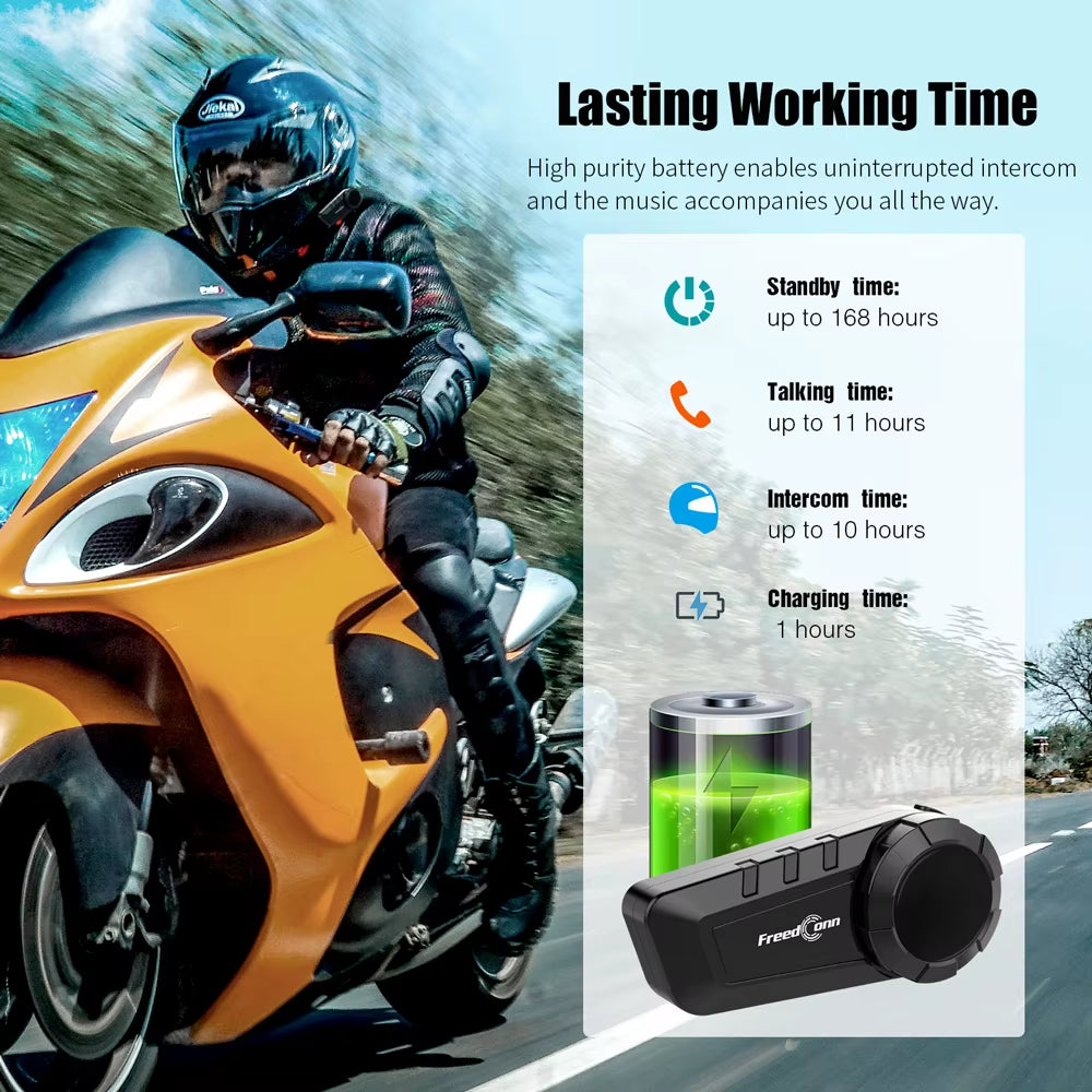 KY Pro Motorcycle Intercom Bluetooth Helmet Headset Motorbike 6 Riders 1000M Moto Group Waterproof Interphone