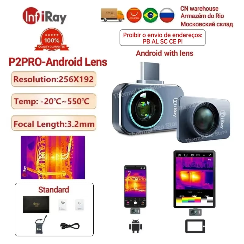 Infiray Thermal Camera P2 Floor Heating Test HVAC Scientific PCB Circuit Detect P2 PRO Infrared Thermal Imager for Phone
