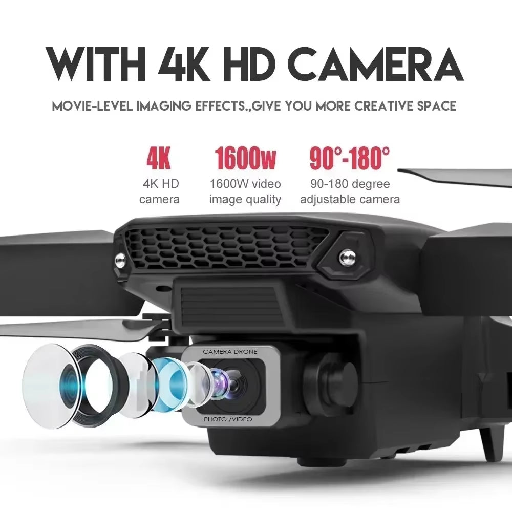 Professional Drone E88 4K Wide-Angle HD 1080P Camera Wifi FPV Height Hold Foldable RC Drone Quadrotor Helicopter Children'S Toys