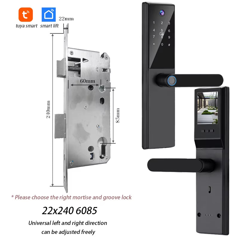 Tuya Wifi Digital Electronic Smart Door Lock with Camera Photo Capture for Residential and Apartment Entrance Doors