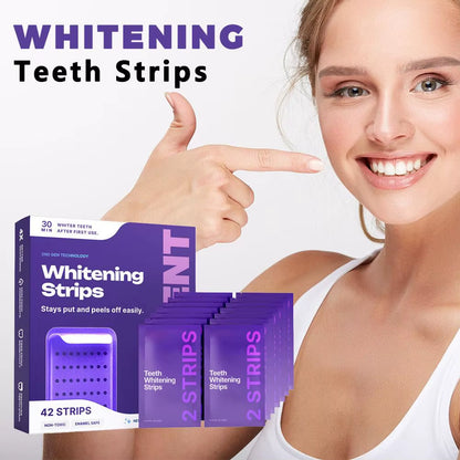 42 Pack Purple Teeth Whitening Strips - 30Min Quick White Gel Strips Gentle for Sensitive Teeth Stain Removal Oral Care