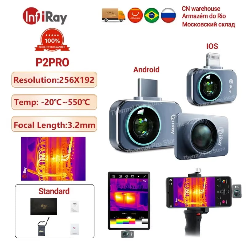 Infiray Thermal Camera P2 Floor Heating Test HVAC Scientific PCB Circuit Detect P2 PRO Infrared Thermal Imager for Phone