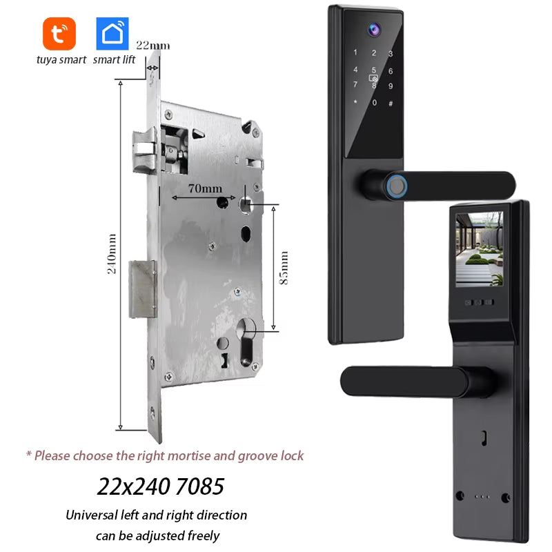 Tuya Wifi Digital Electronic Smart Door Lock with Camera Photo Capture for Residential and Apartment Entrance Doors