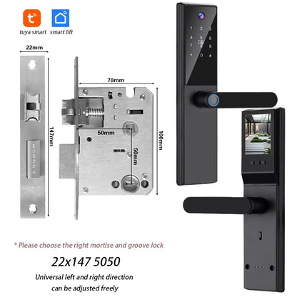 Tuya Wifi Digital Electronic Smart Door Lock with Camera Photo Capture for Residential and Apartment Entrance Doors