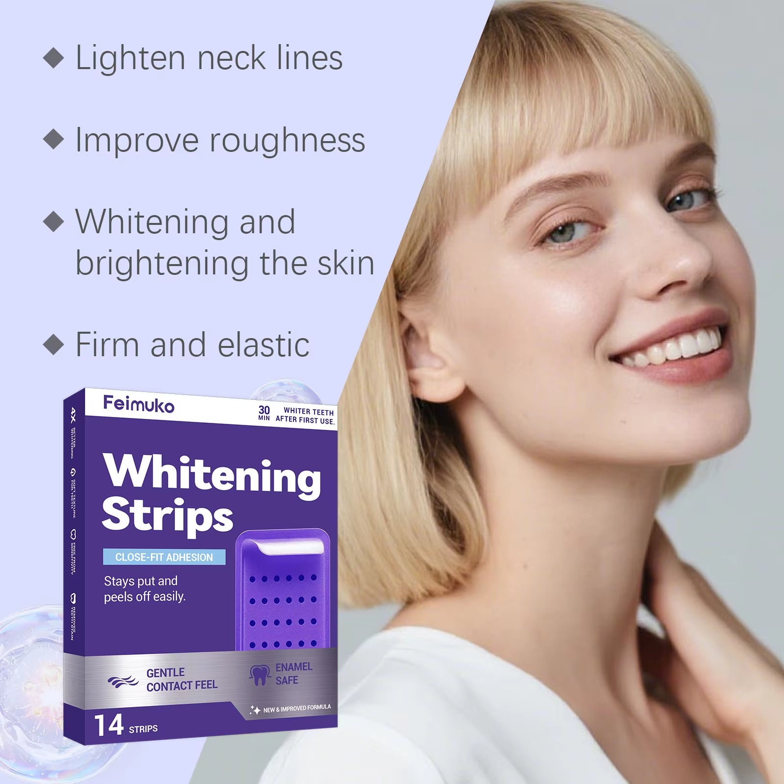 Teeth Whitening Strips Teeth Bleaching Remove Yellow Stain Cleansing Oral Hygiene Freshing Breath Purple Shining Dental Patch