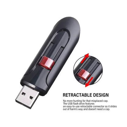 High Speed Genuine USB Flash Drive 128GB Black Pen Drive with Bonus Keychain 64GB Memory Stick 32GB Business Gift 16GB