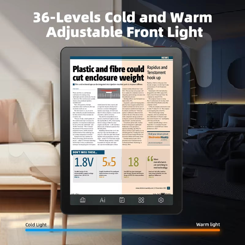 E-Book Reader B6, 6-Inch E-Ink Electronic Book, 36-Level Front Light, Android 14 OS Built-In Google Play, 4+64GB Ereader