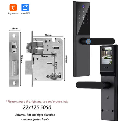 Tuya Wifi Digital Electronic Smart Door Lock with Camera Photo Capture for Residential and Apartment Entrance Doors
