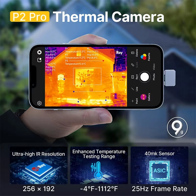 Infiray Thermal Camera P2 Floor Heating Test HVAC Scientific PCB Circuit Detect P2 PRO Infrared Thermal Imager for Phone