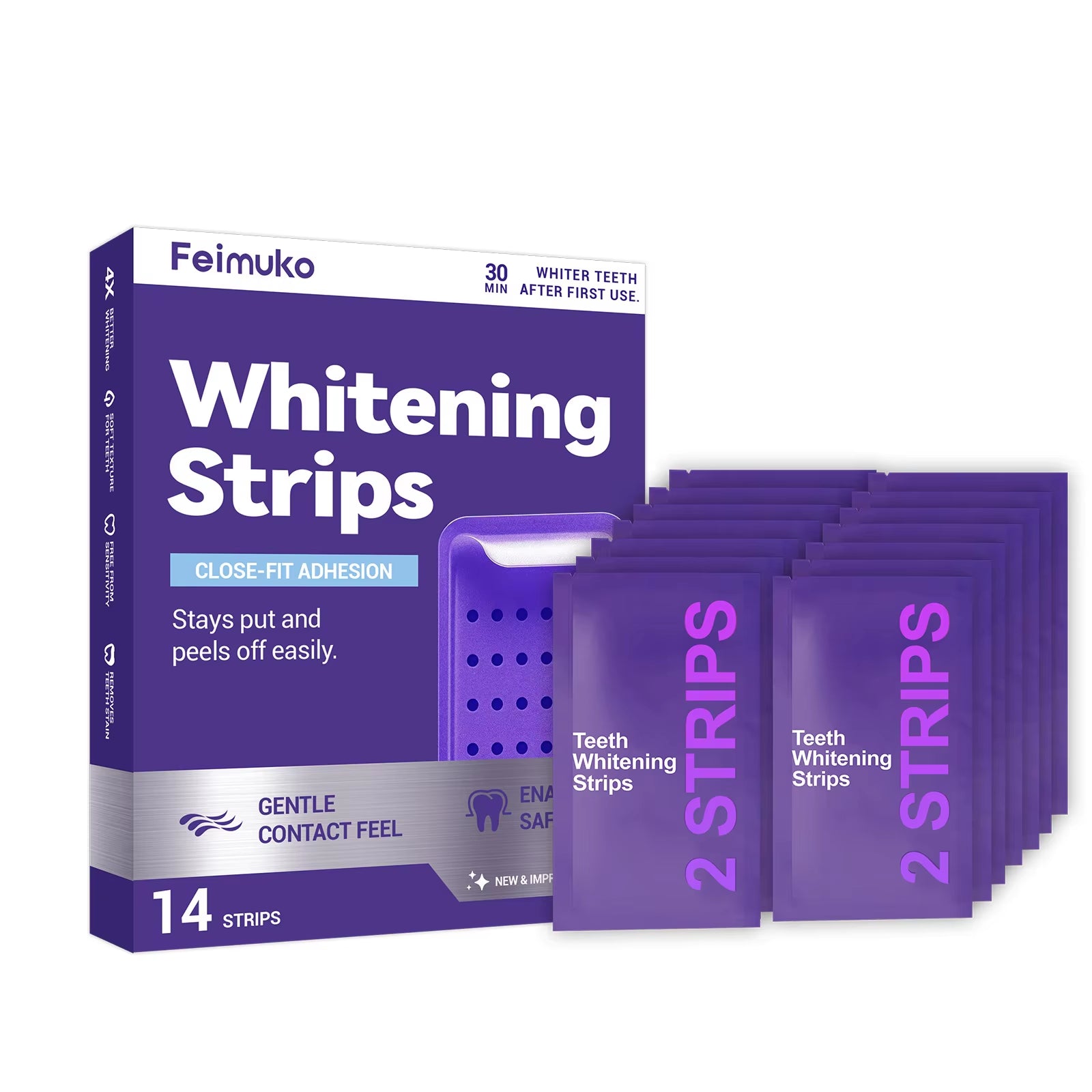 Teeth Whitening Strips Teeth Bleaching Remove Yellow Stain Cleansing Oral Hygiene Freshing Breath Purple Shining Dental Patch