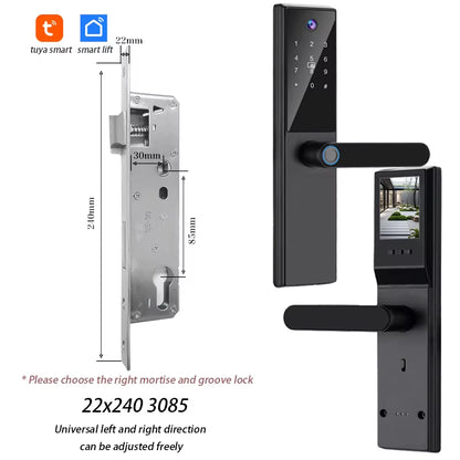 Tuya Wifi Digital Electronic Smart Door Lock with Camera Photo Capture for Residential and Apartment Entrance Doors