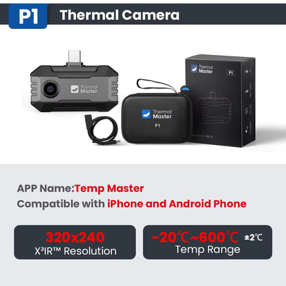 P1 Thermal Camera 320*240 X³IR Resolution for Ios and Android Phone 600℃ High Temp Measurement Range 25Hz for Hvac Inspect