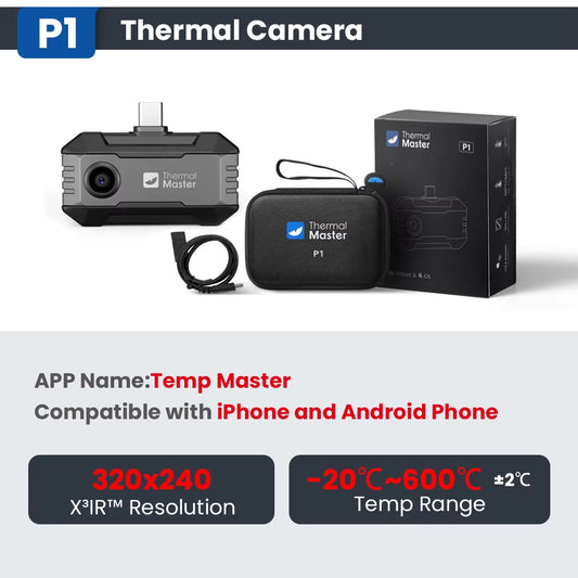 P1 Thermal Camera 320*240 X³IR Resolution for Ios and Android Phone 600℃ High Temp Measurement Range 25Hz for Hvac Inspect