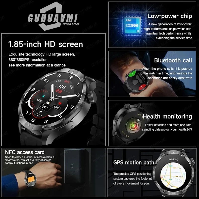 2026 Smart Watch Always Display AMOLED NFC Bluetooth Call GPS Trajectory Waterproof Health Sport Smartwatch Men for Android Ios