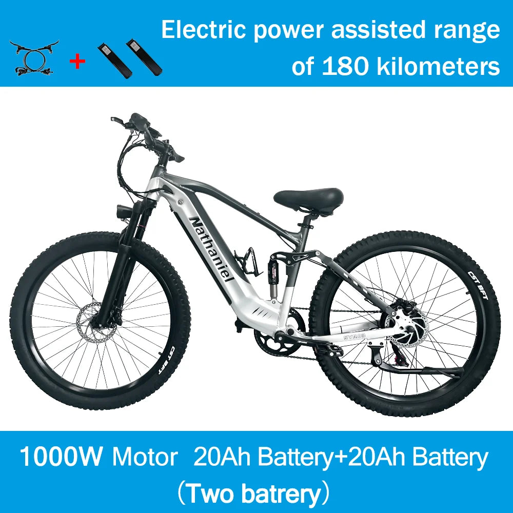 SYR03 Electric Bike 27.5"48V1000W Adult Electric Assisted Bike 45Ah 2Large Capacity Detachable Lithium Batteries Ebike