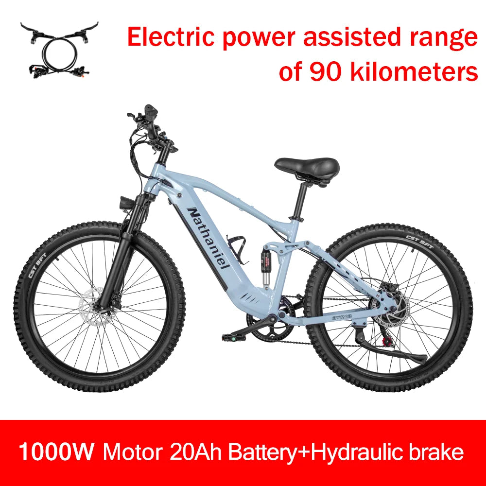 SYR03 Electric Bike 27.5"48V1000W Adult Electric Assisted Bike 45Ah 2Large Capacity Detachable Lithium Batteries Ebike