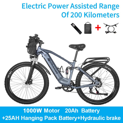 SYR03 Electric Bike 27.5"48V1000W Adult Electric Assisted Bike 45Ah 2Large Capacity Detachable Lithium Batteries Ebike