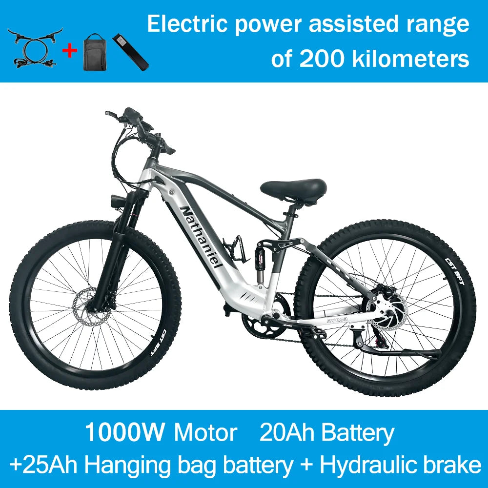 SYR03 Electric Bike 27.5"48V1000W Adult Electric Assisted Bike 45Ah 2Large Capacity Detachable Lithium Batteries Ebike