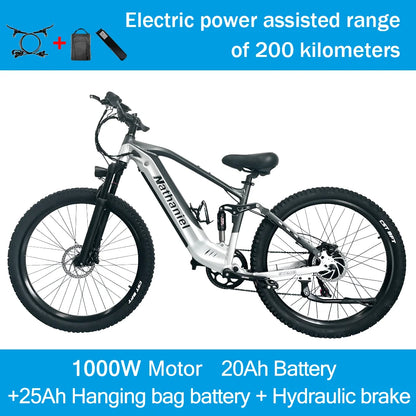 SYR03 Electric Bike 27.5"48V1000W Adult Electric Assisted Bike 45Ah 2Large Capacity Detachable Lithium Batteries Ebike