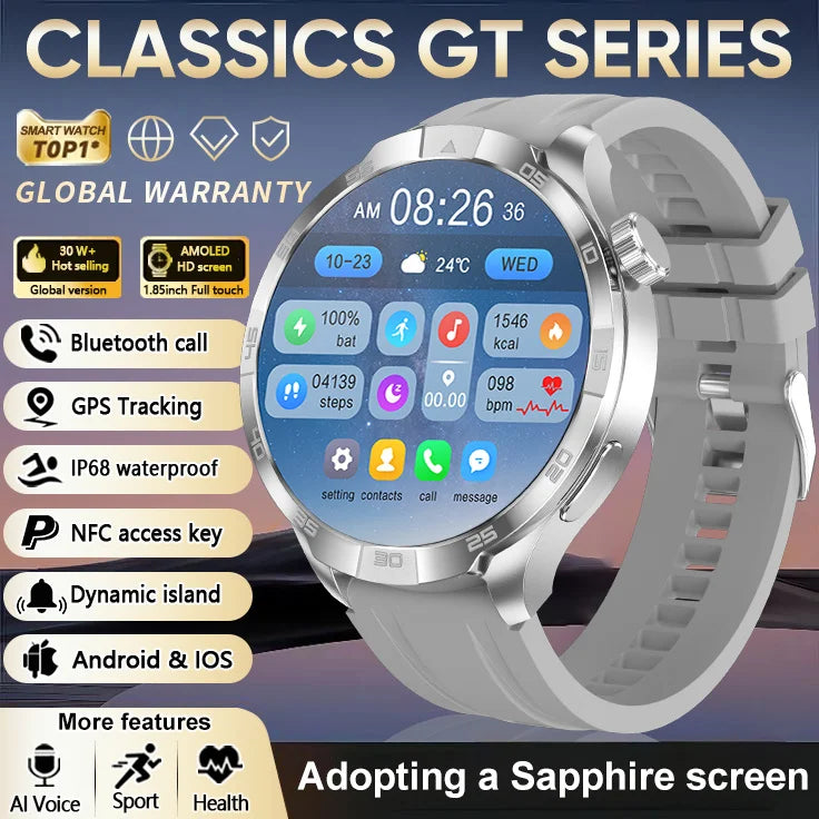2026 Smart Watch Always Display AMOLED NFC Bluetooth Call GPS Trajectory Waterproof Health Sport Smartwatch Men for Android Ios