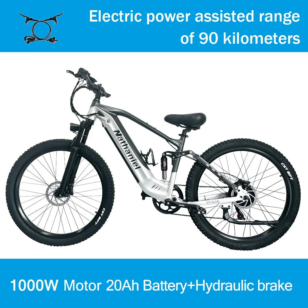 SYR03 Electric Bike 27.5"48V1000W Adult Electric Assisted Bike 45Ah 2Large Capacity Detachable Lithium Batteries Ebike