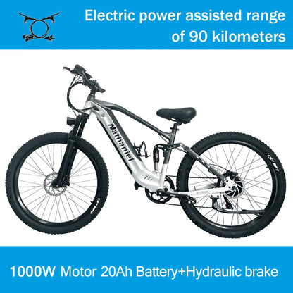 SYR03 Electric Bike 27.5"48V1000W Adult Electric Assisted Bike 45Ah 2Large Capacity Detachable Lithium Batteries Ebike