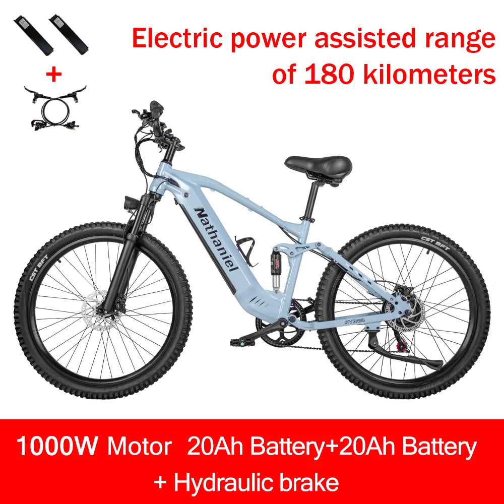 SYR03 Electric Bike 27.5"48V1000W Adult Electric Assisted Bike 45Ah 2Large Capacity Detachable Lithium Batteries Ebike