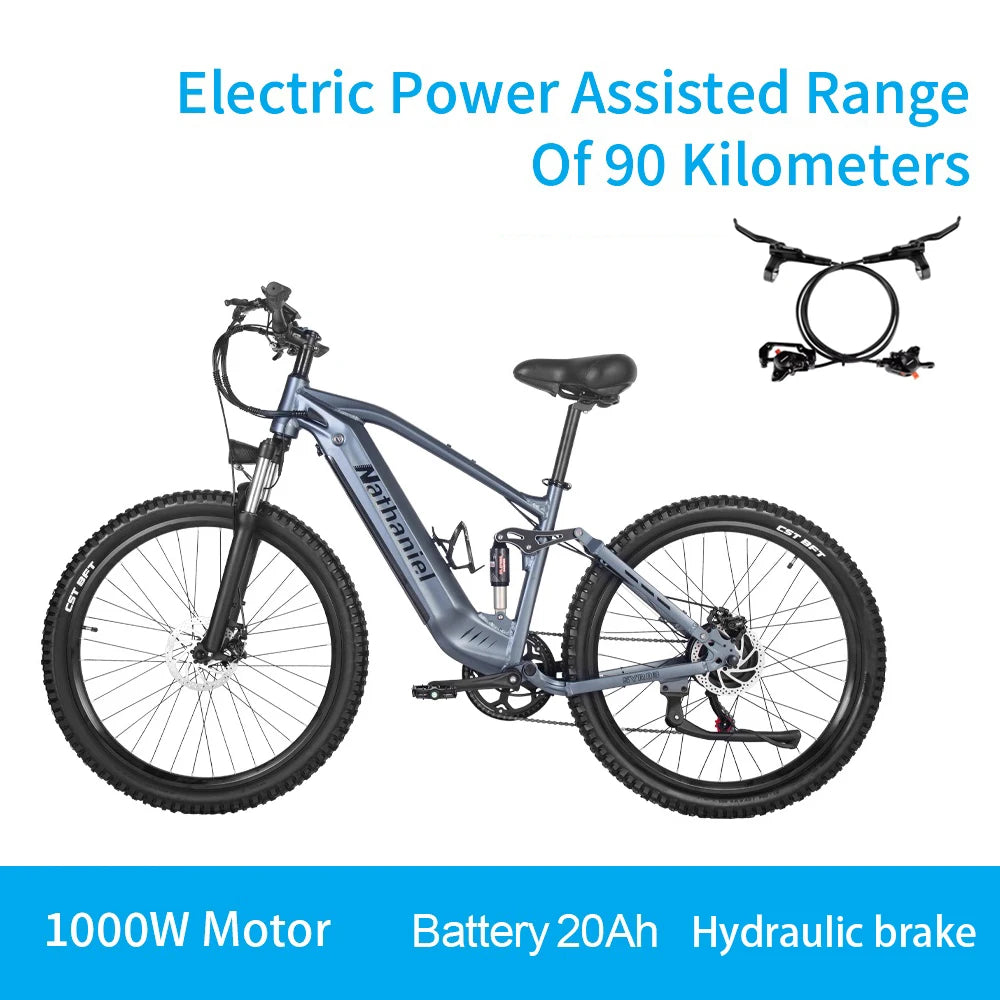 SYR03 Electric Bike 27.5"48V1000W Adult Electric Assisted Bike 45Ah 2Large Capacity Detachable Lithium Batteries Ebike