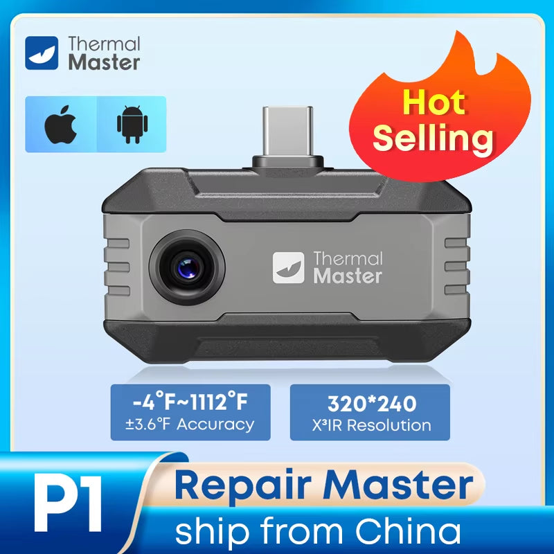 P1 Thermal Camera 320*240 X³IR Resolution for Ios and Android Phone 600℃ High Temp Measurement Range 25Hz for Hvac Inspect