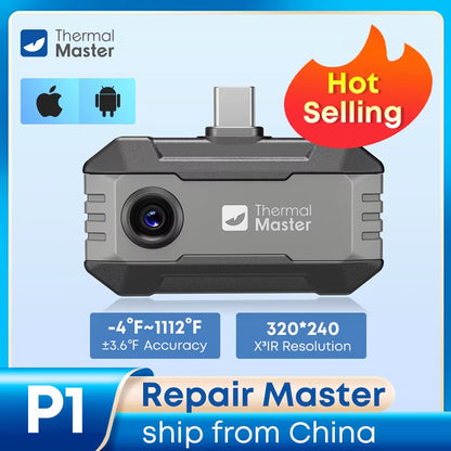 P1 Thermal Camera 320*240 X³IR Resolution for Ios and Android Phone 600℃ High Temp Measurement Range 25Hz for Hvac Inspect