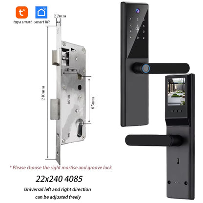 Tuya Wifi Digital Electronic Smart Door Lock with Camera Photo Capture for Residential and Apartment Entrance Doors