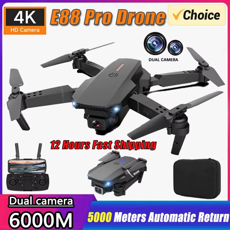Professional Drone E88 4K Wide-Angle HD 1080P Camera Wifi FPV Height Hold Foldable RC Drone Quadrotor Helicopter Children'S Toys
