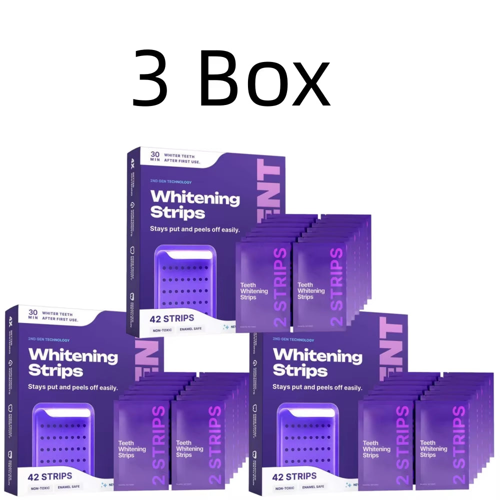 42 Pack Purple Teeth Whitening Strips - 30Min Quick White Gel Strips Gentle for Sensitive Teeth Stain Removal Oral Care