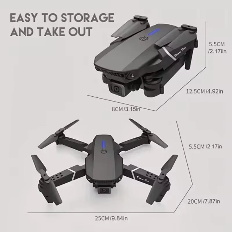 Professional Drone E88 4K Wide-Angle HD 1080P Camera Wifi FPV Height Hold Foldable RC Drone Quadrotor Helicopter Children'S Toys