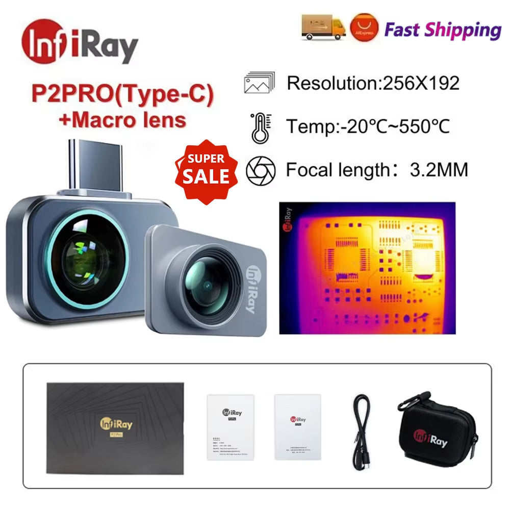 Infiray Thermal Camera P2 Floor Heating Test HVAC Scientific PCB Circuit Detect P2 PRO Infrared Thermal Imager for Phone