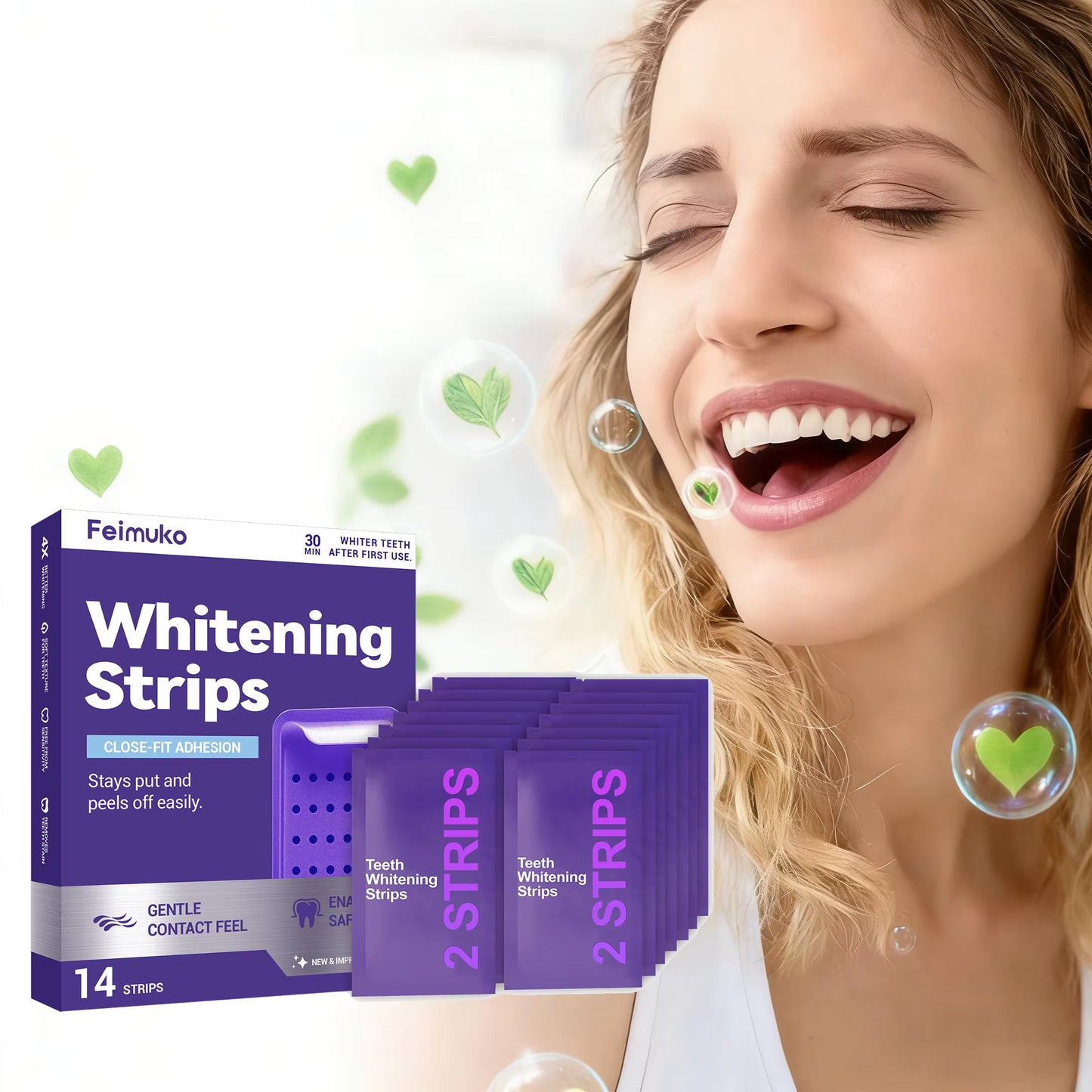 Teeth Whitening Strips Teeth Bleaching Remove Yellow Stain Cleansing Oral Hygiene Freshing Breath Purple Shining Dental Patch