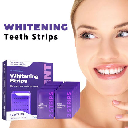 42 Pack Purple Teeth Whitening Strips - 30Min Quick White Gel Strips Gentle for Sensitive Teeth Stain Removal Oral Care