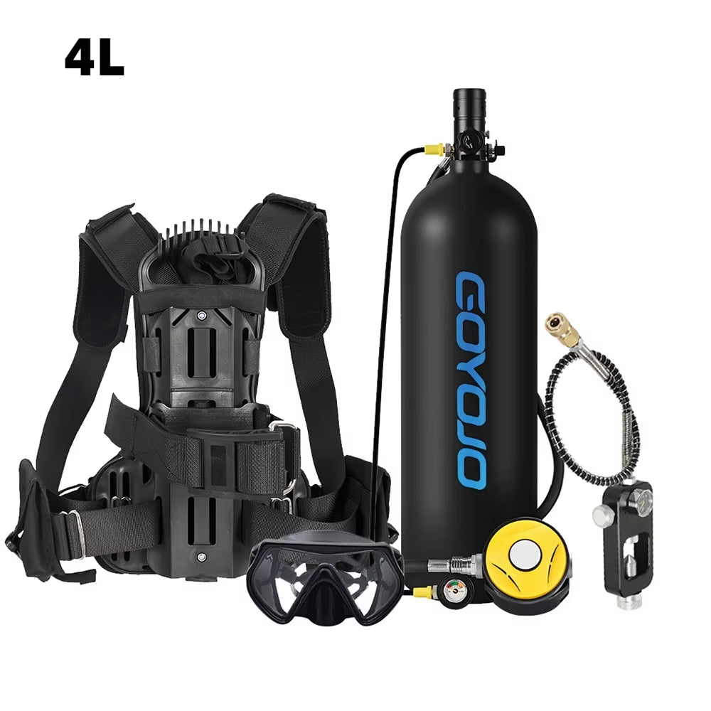 4L Scuba Tank with Diving Vest Portable Diving Tank for Snorkeling, Emergency Rescue, up to 60 Minutes of Air Supply, Compact