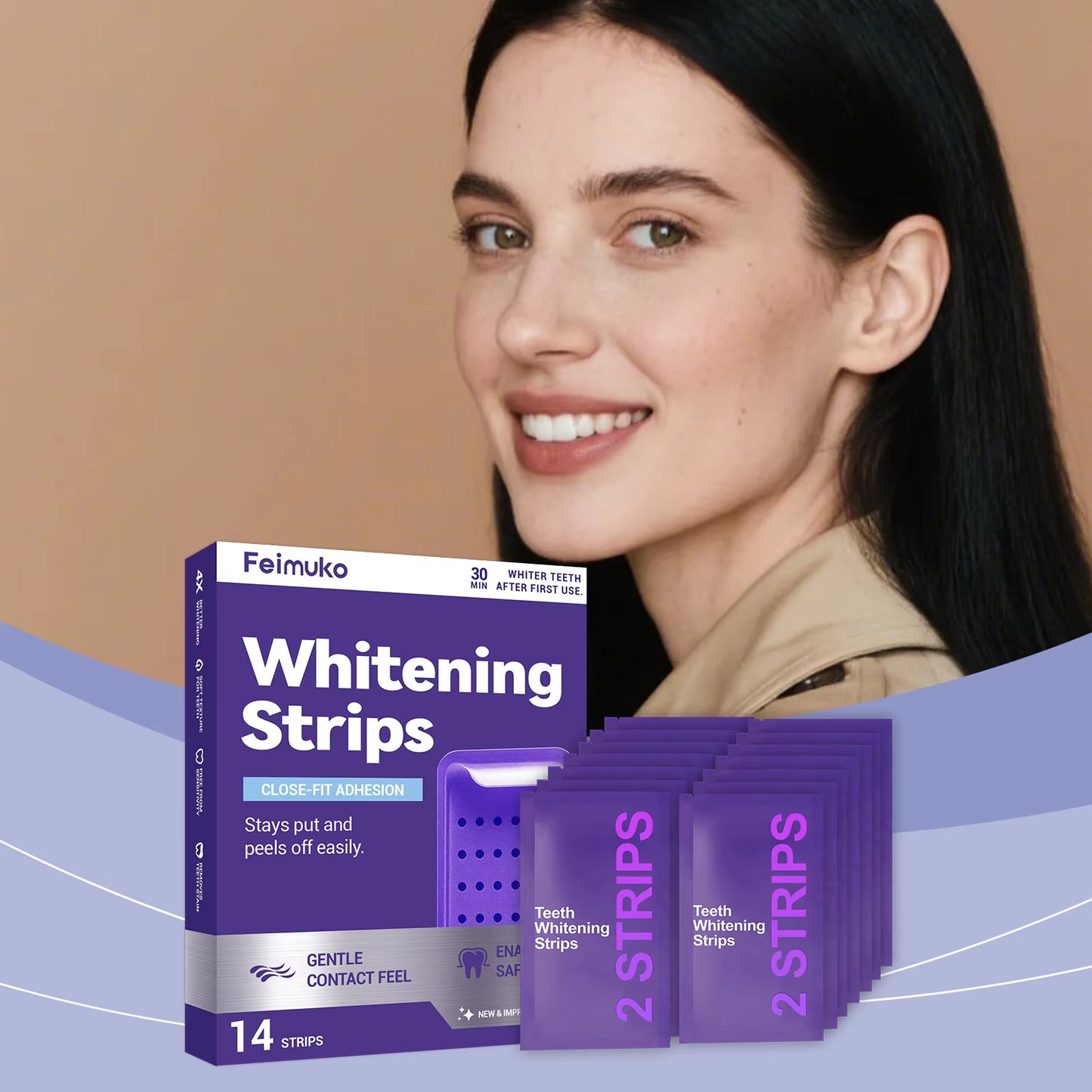 Teeth Whitening Strips Teeth Bleaching Remove Yellow Stain Cleansing Oral Hygiene Freshing Breath Purple Shining Dental Patch