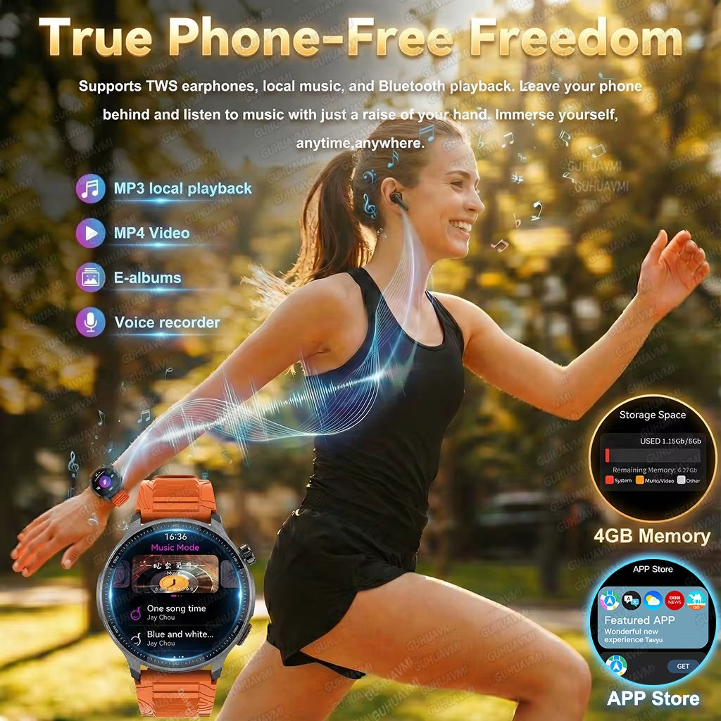 NEW GPS Offline Maps Smart Watch 1.43" AMOLED Military Sports Smartwatch 4GB Memory Video Player 30M Swim Waterproof Bracelet