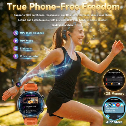 NEW GPS Offline Maps Smart Watch 1.43" AMOLED Military Sports Smartwatch 4GB Memory Video Player 30M Swim Waterproof Bracelet