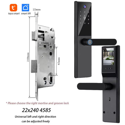 Tuya Wifi Digital Electronic Smart Door Lock with Camera Photo Capture for Residential and Apartment Entrance Doors