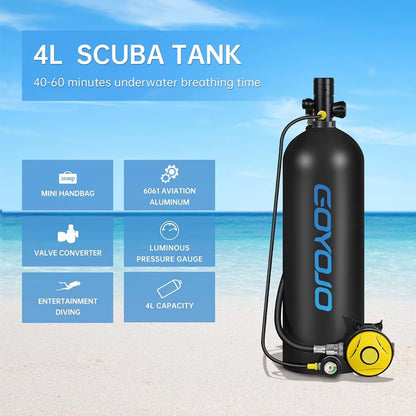 4L Scuba Tank with Diving Vest Portable Diving Tank for Snorkeling, Emergency Rescue, up to 60 Minutes of Air Supply, Compact