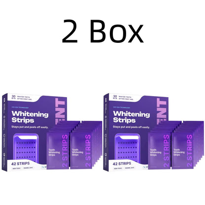 42 Pack Purple Teeth Whitening Strips - 30Min Quick White Gel Strips Gentle for Sensitive Teeth Stain Removal Oral Care