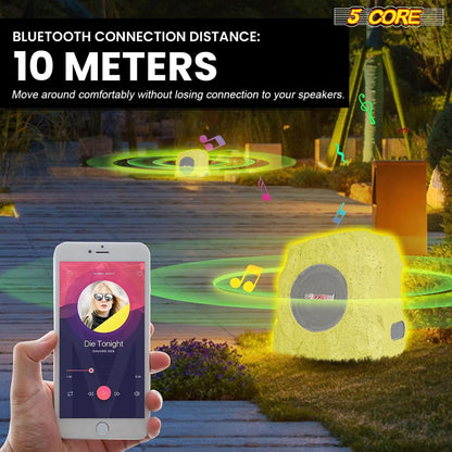 5Core Outdoor Wireless Speakers Bluetooth Rock Waterproof Linkable TWS Garden Speaker GRAY 1 PC